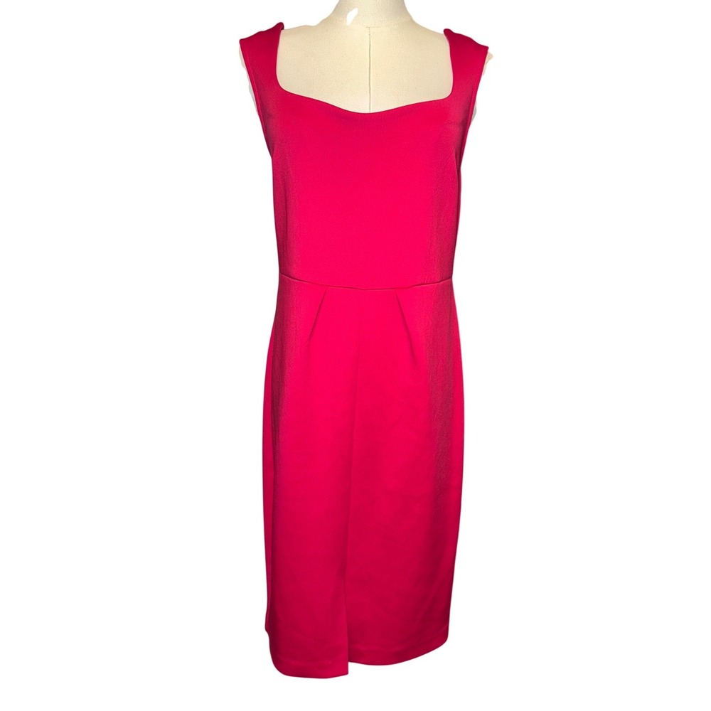 New York Company Stretch Sheath Dress Size 6 Pink Square Neck Sleeveless Zip NEW